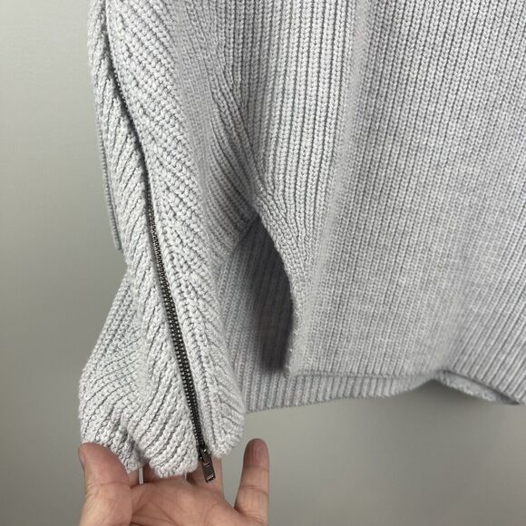 Cabi Womens Sweater M Cloud Gray Deep V Pullover Side Zip Cotton Style 3531 - Picture 5 of 10